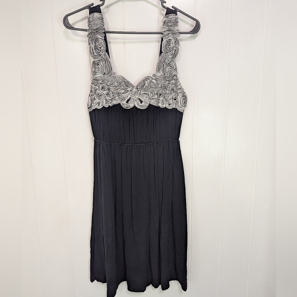 Soprano Black Dress with Silver Floral Design